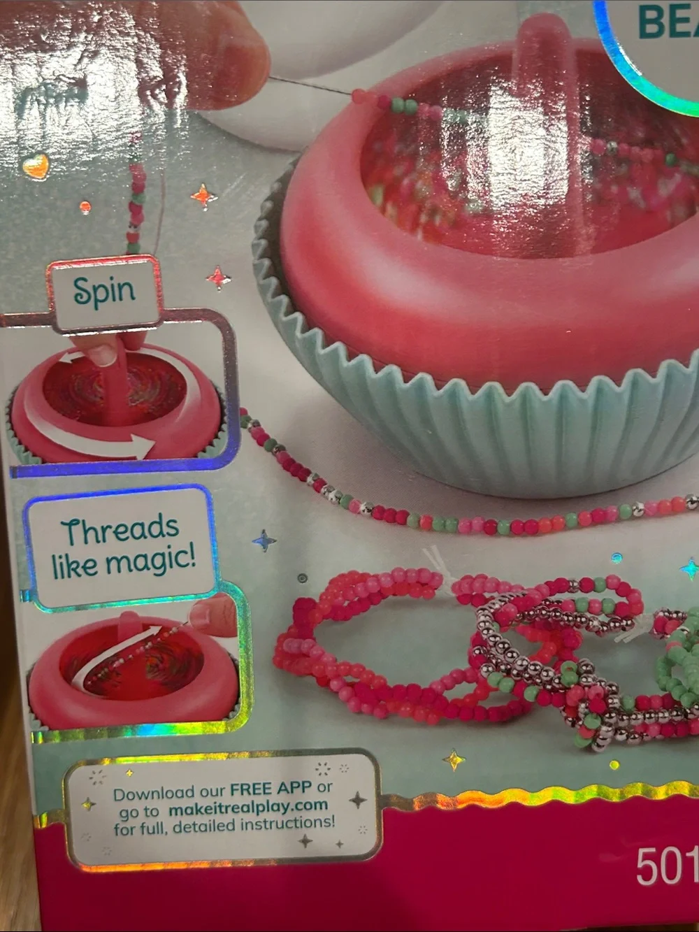 Make It Real Spinsational Bracelet Maker - Pink & Teal 5000 bead kit new in box